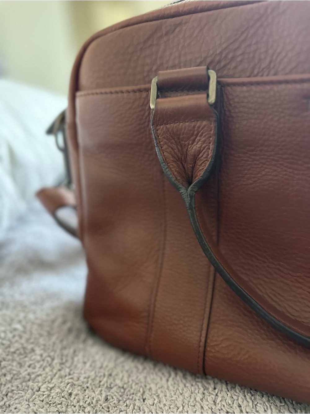 Discontinued Tecovas “The Briefcase” in Bourbon brown pebbled leather